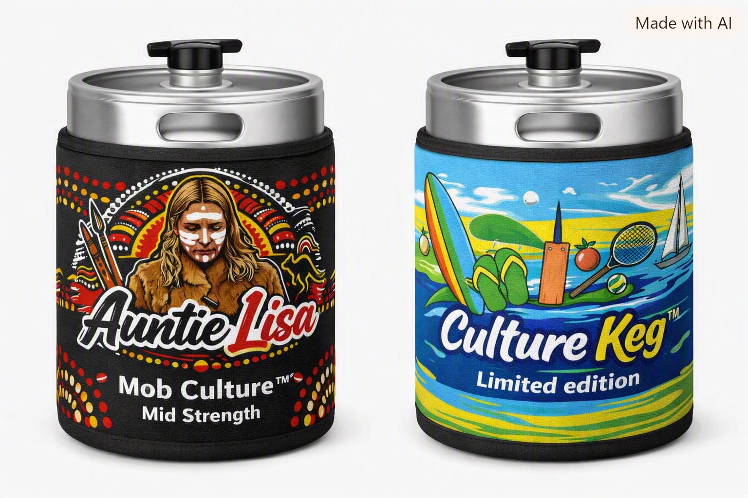 Supplied Auntie Lisa and Culture Keg mini-keg sleeve artwork
